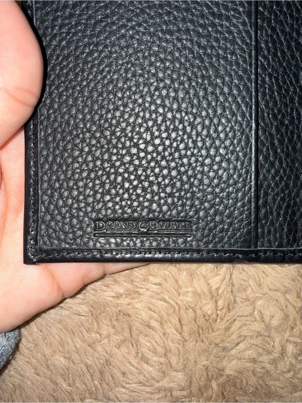 Dooney & Bourke Black Pebbled Leather Continental Wallet with Silver Plate